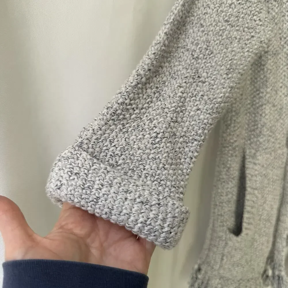Madewell Womens XXS Memento Open Front Fringe Cardigan 100% Cotton Gray Textured - Picture 12 of 12